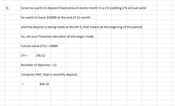 Since he wants to deposit fixed amount every month in a CD yielding 2% annual yield he wants to have $10000 at the end of 12
