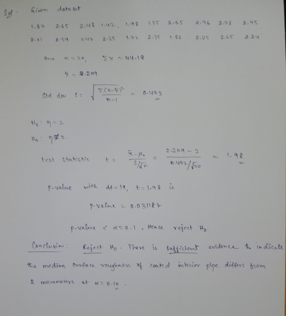 S of Given data set 1.35 2.65 2.76 2.28 2.75 2.65 2.48 1.42 1.98 1.22 2.35 2.35 1.86 1.42 2.65 2.25 2.24 20 Ex - uu. 18 = 2.2