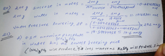 2009 200 200 9 sCYOse i moles MOres =0.58428876z 3421296571m MMSucYose 20 2009 -/110168 7O mot water 200 MMH20 18.01528 Lower