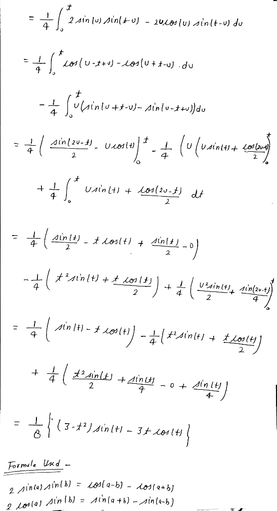 2 sin lu) sin tuj - zucos(u) sinlt-u) do cos(U-x+u)-cos(utt-u) .du luksinlutt-u)- sinlu-ttu)) du ( silou.cento)** (0 (ustavu