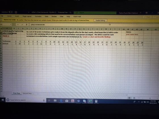 AutoSave C u09a3 c-Chart Homework BLANK (1) Protected View ... Search Fadwa Toumi Ben Chekroun FT File Home Insert Formulas P