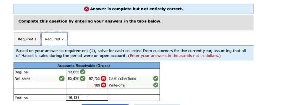 Answer is complete but not entirely correct. Complete this question by entering your answers in the tabs below. Required 1 Re