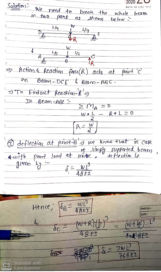 Solution. We need to in two part 14 2020 20 WEEK 30 (202.1041 break the whole b le beam as shown below. 44 GR ī 42 -Ba- - Act