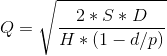 Q= 2 * S* D H*(1 -d/p)