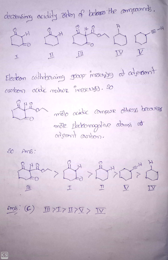 decreasing acidity zby od below the compounds, A مور -14 11 TV T 11 Electoon coithebouwing gooop frasenyes et odsedent caobon