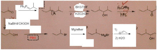PH3P ВНЗ/THF 1 2. H202/0H PPC OH NaBH4/CH3ОН Mg/ether 1) Br он MgBr PBr3 2) Н20 OH