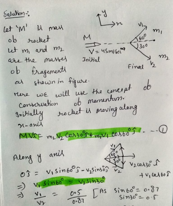 Solution m Let M man ob srecket ut m and m 600 V300 Iw V24SM/ Inihal ae the mames ob fragementh Final thown in fiure rere oE