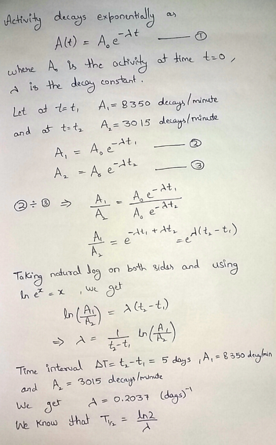 A is the decah constant Let at te t, A350deca minte and tt A 3015 decay/minuta 3 - At, e. A. and Takiy nadturol Jeg on both s