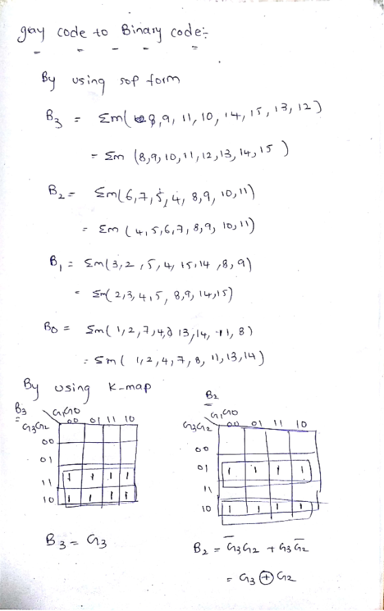 gay code to Binary code: By using sop form в; : &ml е 99, 11, 10, 14, 15, 13, 12) - Хm (8,9, 10, 11, 12, 13, 14, 15 ) В. - <m