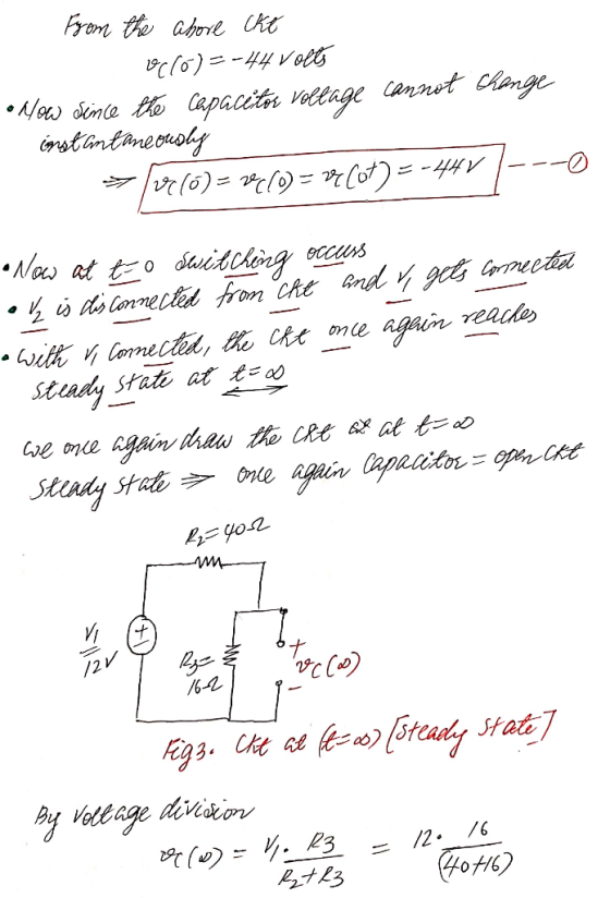 from the above ckt P060)=-44 volt now since the capacitor voltage cannot change instantaneously 100)=() = 27(04) = -44V|---0