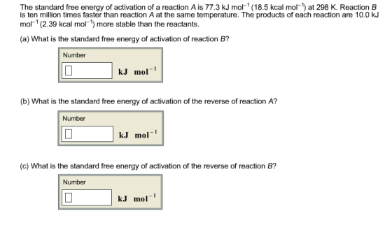 The standard free energy of activation of a reacti