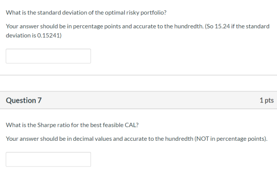 What is the standard deviation of the optimal risky portfolio? Your answer should be in percentage points and accurate to the