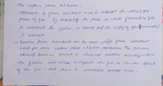 The vapour phase inhibition: approach do flame resistant aims to inhouppt the radical gas phase of fire. By assupting the pha
