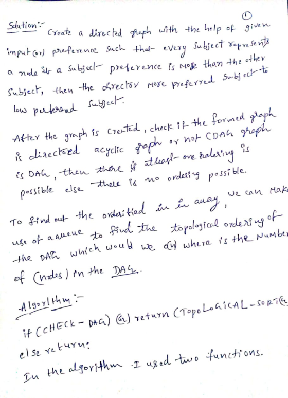 Slution Cyeate a directed gisph ith the help of. give n othe to low ん Yme daecked acyclic possible else tt la ho ovdlesf? pes
