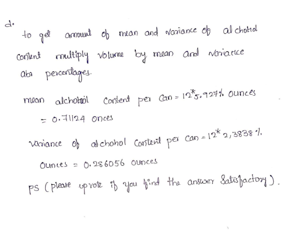 - to get amount of mean and variance of al chord Content multiply volume by mean and variance ab? percentages. mean alchohool