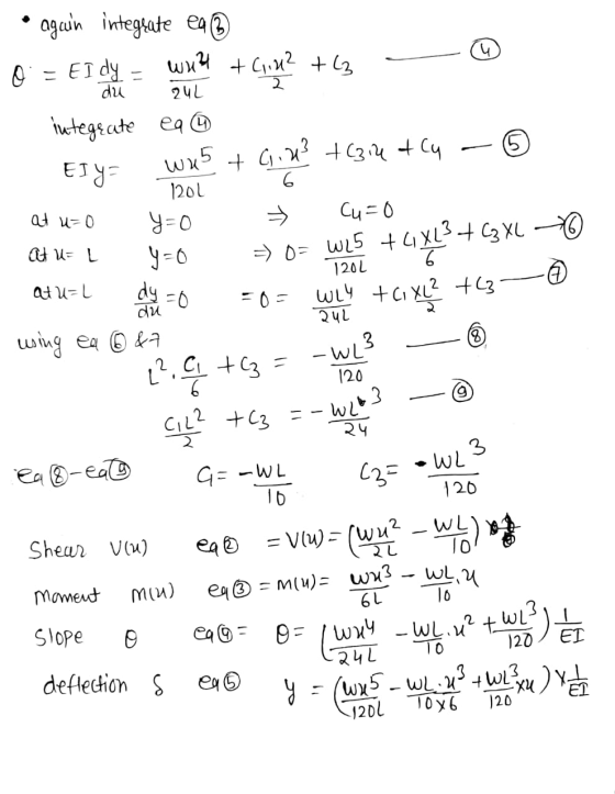 242 • again integrate ea B B = Er det = wy24 + 4x2 +63 integeate ea © El= wus+ G.43 +634 tlu -6 at u=0 y=0 » Cu=0 at u= y-0 =