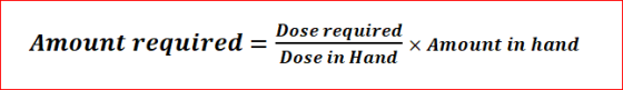 Dose required Атоunt required Х Атоиnt in hand Dose in Hand