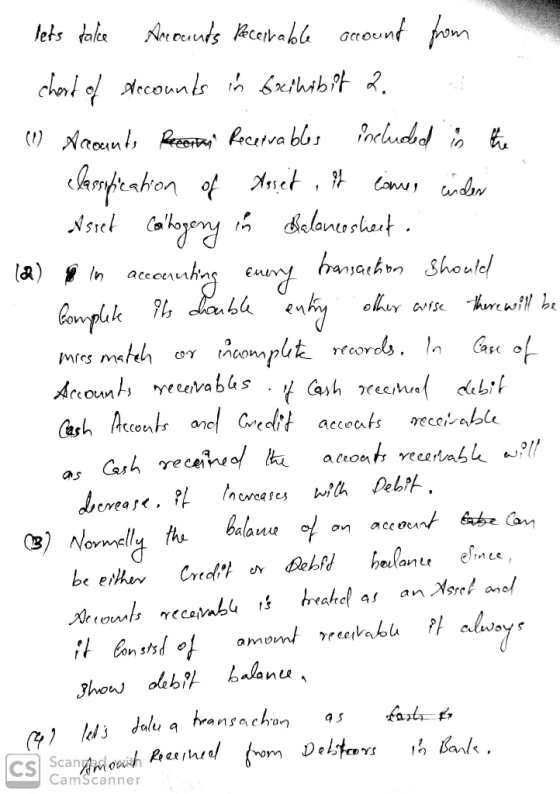 Arouuds kacerrable amount fom lets talce anount from chort of decounts in brthibit 2. included (1) Naount, Pen Recerva bls h