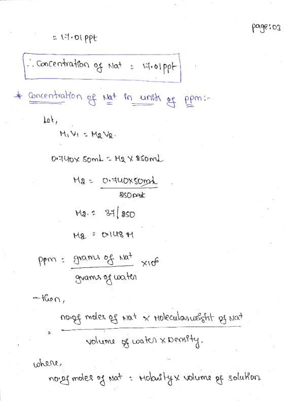 page:03 14.01 ppt 1. concentration of Nat Hooppt * Concentration of Nat in units of ppm:- het, Mive a Mava. oluox some a MQ y
