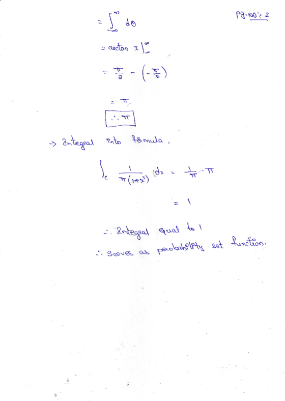 Pg. No:2 s autos x 15 » Entegral into formula, (de 1 T - Integral equal to! serves as porobabelety set function,