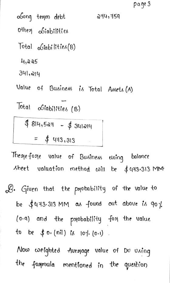 page 3 274,759 Long tegim debt othes Liabilities Total Liabilities (B) 4,225 341,214 Value of Business is Total Ansets (A) To
