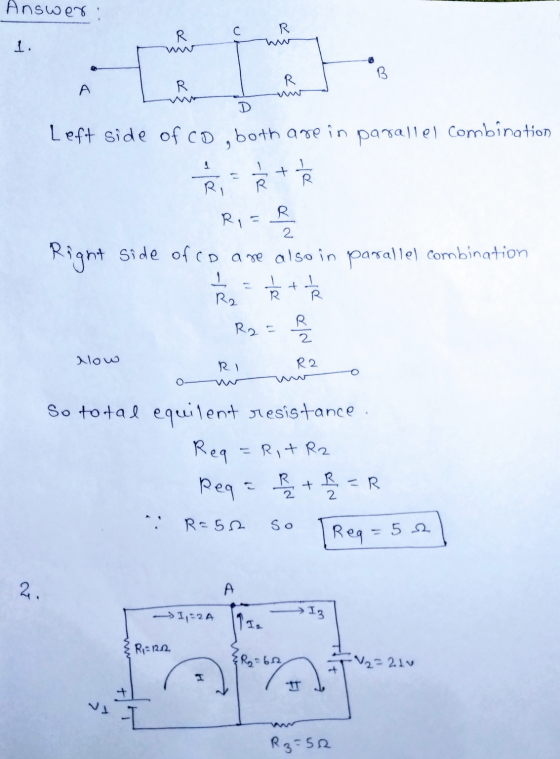 Answer: C R 1. R B R A D Left side of CD, both are in parallel combination 9 1 1 + RI R R R. R,= 2 Right side of co are also