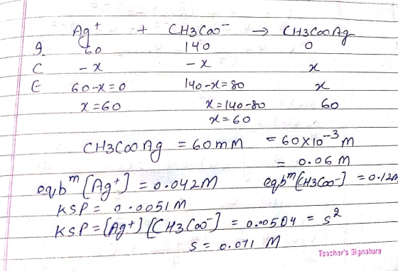 Agt + CH₃ Cool CH3CooAg W 140 - XX 140-x=80 - x = 140-80 l 60 _- . 60-1=0 x=60 - CH3600.ng = 60mm_= 60X10-ºm -0.06m eqb (Ag