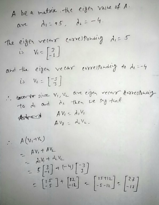 A be a mataix the eigeh ale of A are 3 12 S t1L 27