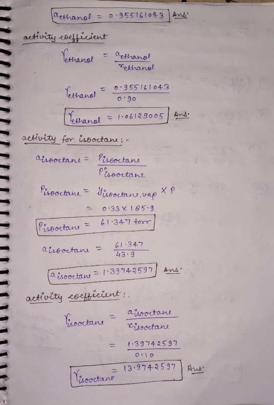 aethanel Ans o.955161043 activiy csefficient anal =aethanel etha ethanel 955 161 043 Tetanal 06.0 anal And 1:06129o05 activit