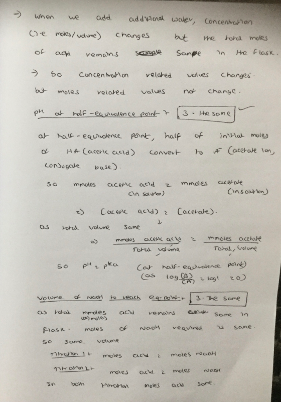 when addnal walev, Concentrathon add we Ce moles/vdume) changes but Foral moleS ne He Flask. Of SC e Sanme n acd vemans Chang