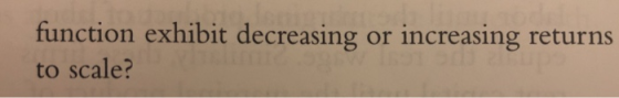 function exhibit decreasing or increasing returns to scale