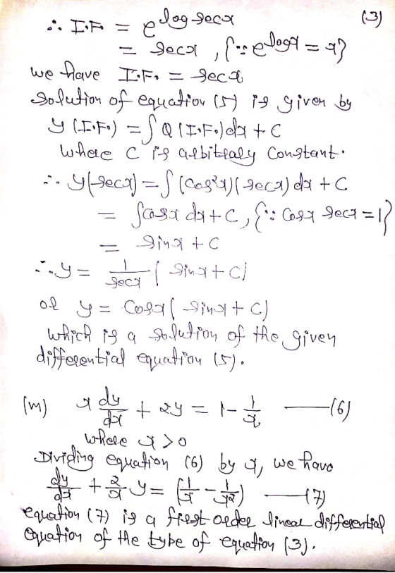 .: Info = pelog Seco = Socal leeloga =97 we have Info = secco solution of equation ist is given by y (IiFo) = SQ 1 I•Fold + c
