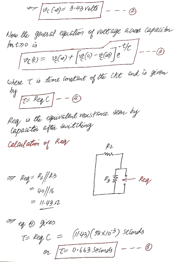 of 1026)= 3.43 volt) --- Now the general equation of voltage across Capacitor fortyo is ple) = 1EC2+ (2017-2018 |--- where t