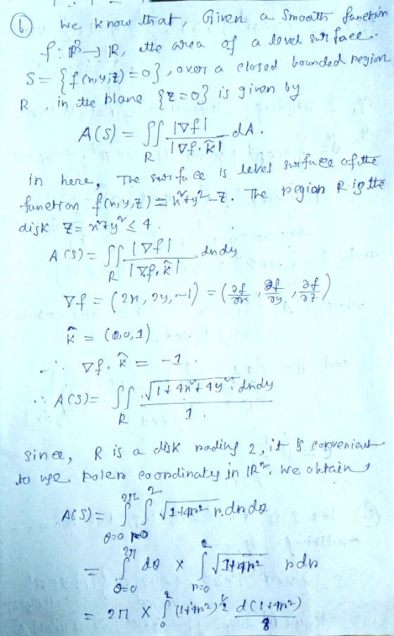 aSmoot fanetin a dovel r faee we k now hat, Gien af OvO7 a elated bounded pegion f BR, tte aea S = iS 1ha A(s) = _iv£_dA in
