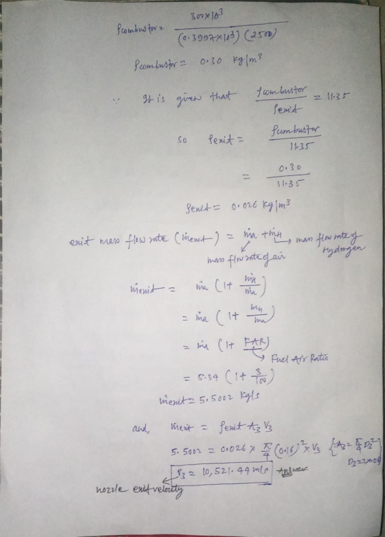 300x103 combus for (1.39977113) (2500) I combusfor = 0.30 kg/m3 It is given that I combustor 2 11:35 remit Scombustar 1.35 So