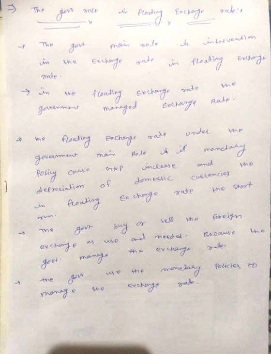 dovt sole in floating Exchango u The in govt. main the Exchange solo rate is intervention in floating Exchange rate. in the f