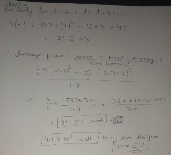 I 2015 to t=usec. v/4) - 140x1412 - 16x4 - 45 à 126.2 mis Average poween Charge in kinetic energy is Time internal Im (126-2
