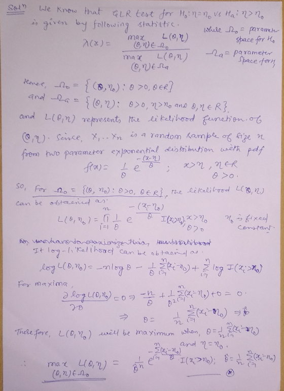 Sel We know that CLR test for Hinn vs Hain no is given by following statistic. while do- parameter max Llon) space for to 2(