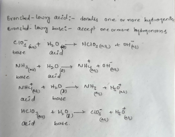 Bronsted - Lowry acid: - Bronsted-Lowry bases - clos Gut H₂O base NH3 any + H2O donates one or more hydrogenpy accept one or