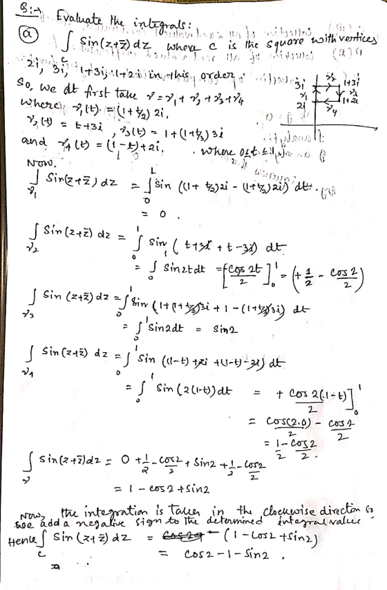 3: Evaluate the integrasi Wils Titin (317) dę where c is the square with vertices So, we at first take = 8 + 8 +23484 : ۱۱: ر