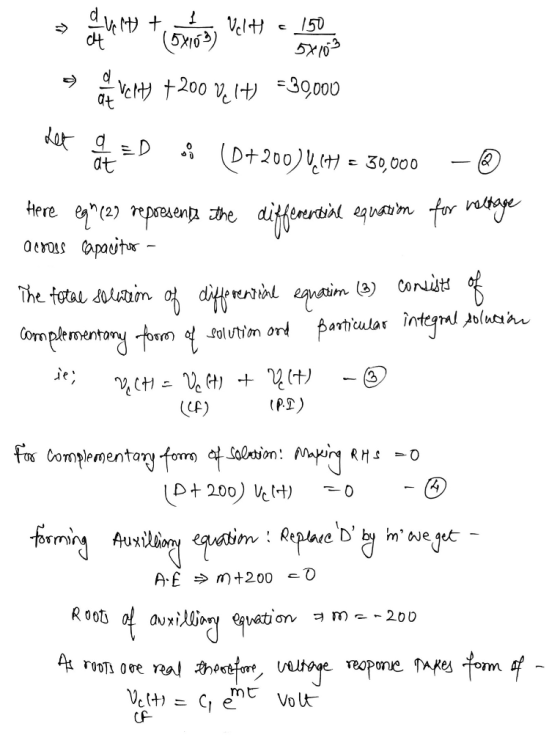 duelt + Velt 150 at (5x169) 5x103 Event +200 Ve 1+) =30,000 d at Let g =D at ; (D+200)ųCH = 30,000 Here egn (2) represents th