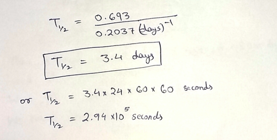 T, = o.613 .23oys) 3L4 da Se CD = 2.94x10 Seconda