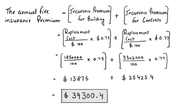 to The annual five insurance Premium forma de former og juml Gnsurance Premium l for Replacement | Cost x $0.75 + $ 100 s Ins
