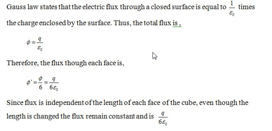 Gauss law states thatthe electric flux through a closed surface is equal to ^ times the charge enclosed by the surface. Thus,