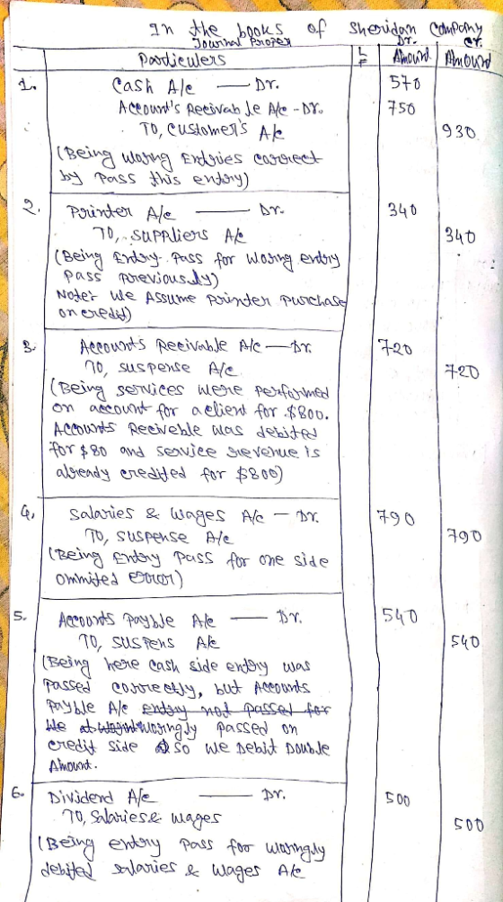 oidan Company 5 Amouri mmound 570 750 1930. 340 340 In the books o - Journal proper pardieulers Cash Ale - Dr. Accounts Reci