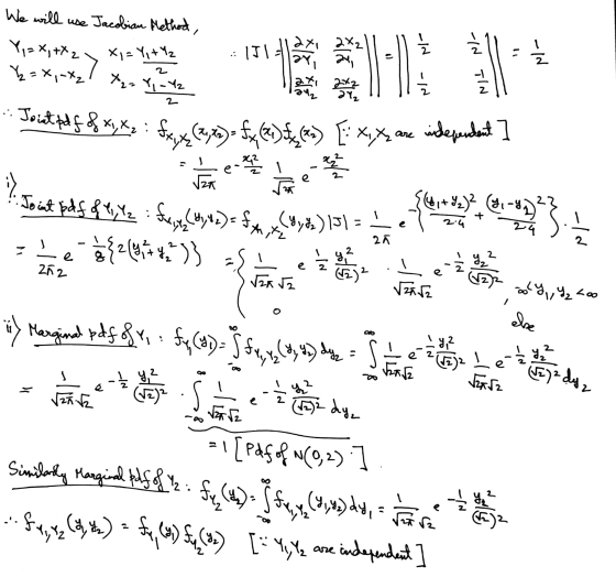 We will use Jacobian Method, Y,=X, +X 2 x1 = Y,+Yz Y=X,-X21 X2= Y = 12 N Illas Ź 1- Il . Josetitef of XyXz : frcx(1,2)=f46:0$