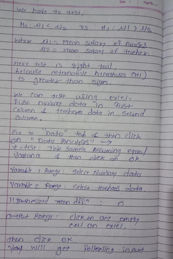 Date Page No ale have to iSt hexe tst aight teal Calumn chta dota Sctand Calumn then clig OK