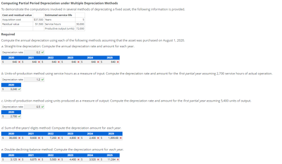 Computing Partial Period Depreciation under Multiple Depreciation Methods To demonstrate the computations involved in several