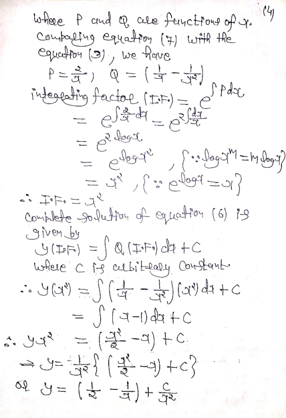 = pp logue where P and of are functions of an la Compaling equation (7) with the equation (3), we have PER Q = 1 ) integratin