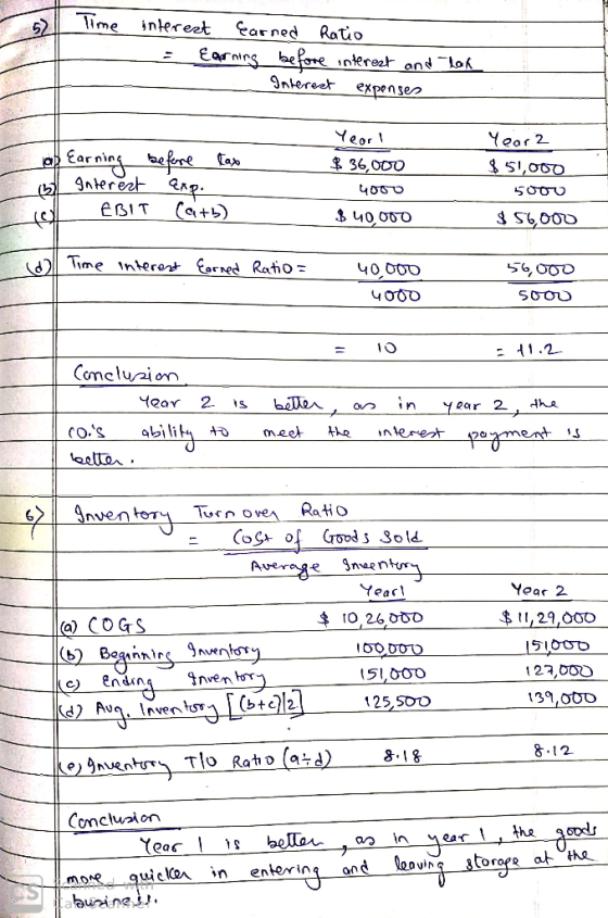 Time interest Earned Ratio ___ _ Earning before interest and her 1. Interest expenses of Earning before 6 Interest Exp. tax Y